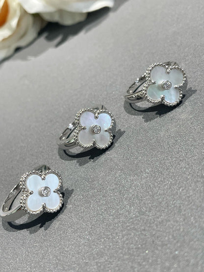 [Auream]CLOVER SILVER MOP DIAMOND RING