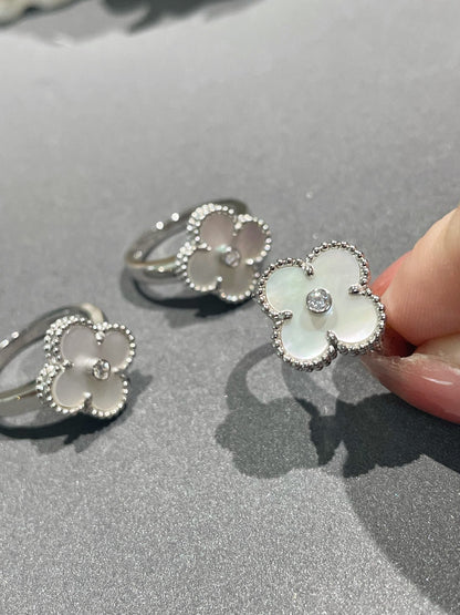 [Auream]CLOVER SILVER MOP DIAMOND RING