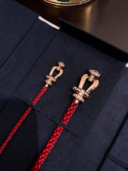 [Auream]FORCE 10 HALF DIAMOND PINK GOLD RED CORDERI LARGE AND MEDIUM MODEL