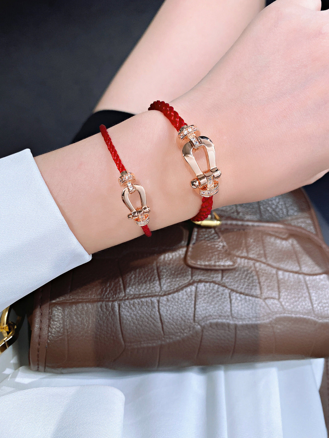 [Auream]FORCE 10 HALF DIAMOND PINK GOLD RED CORDERI LARGE AND MEDIUM MODEL