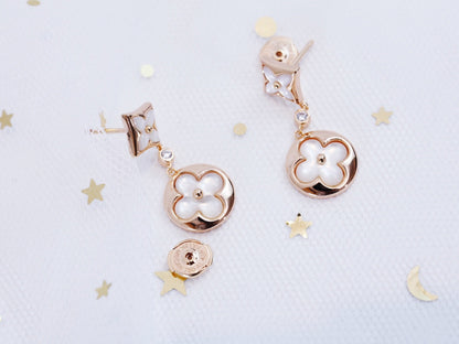 [Auream]STAR AND SUN PINK GOLD MOP DROP EARRINGS