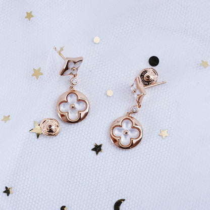 [Auream]STAR AND SUN PINK GOLD MOP DROP EARRINGS