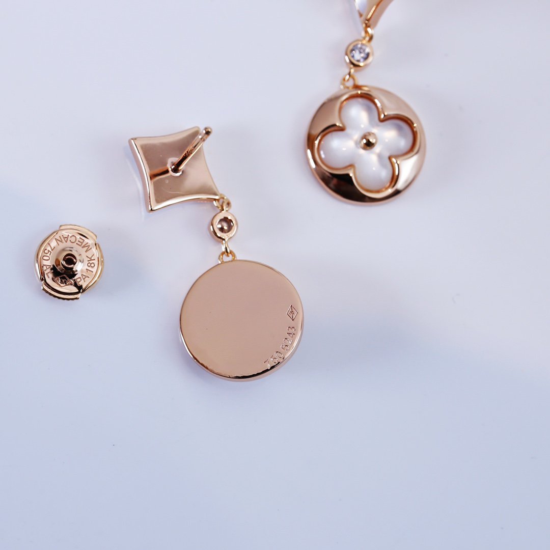 [Auream]STAR AND SUN PINK GOLD MOP DROP EARRINGS