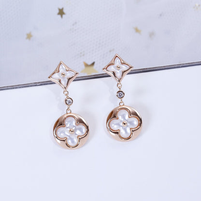 [Auream]STAR AND SUN PINK GOLD MOP DROP EARRINGS