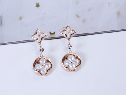 [Auream]STAR AND SUN PINK GOLD MOP DROP EARRINGS