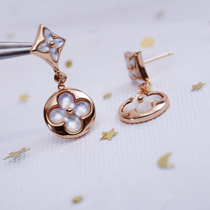 [Auream]STAR AND SUN PINK GOLD MOP DROP EARRINGS