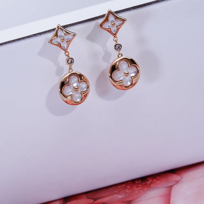 [Auream]STAR AND SUN PINK GOLD MOP DROP EARRINGS