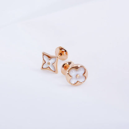 [Auream]STAR AND SUN PINK GOLD MOP STUD EARRINGS