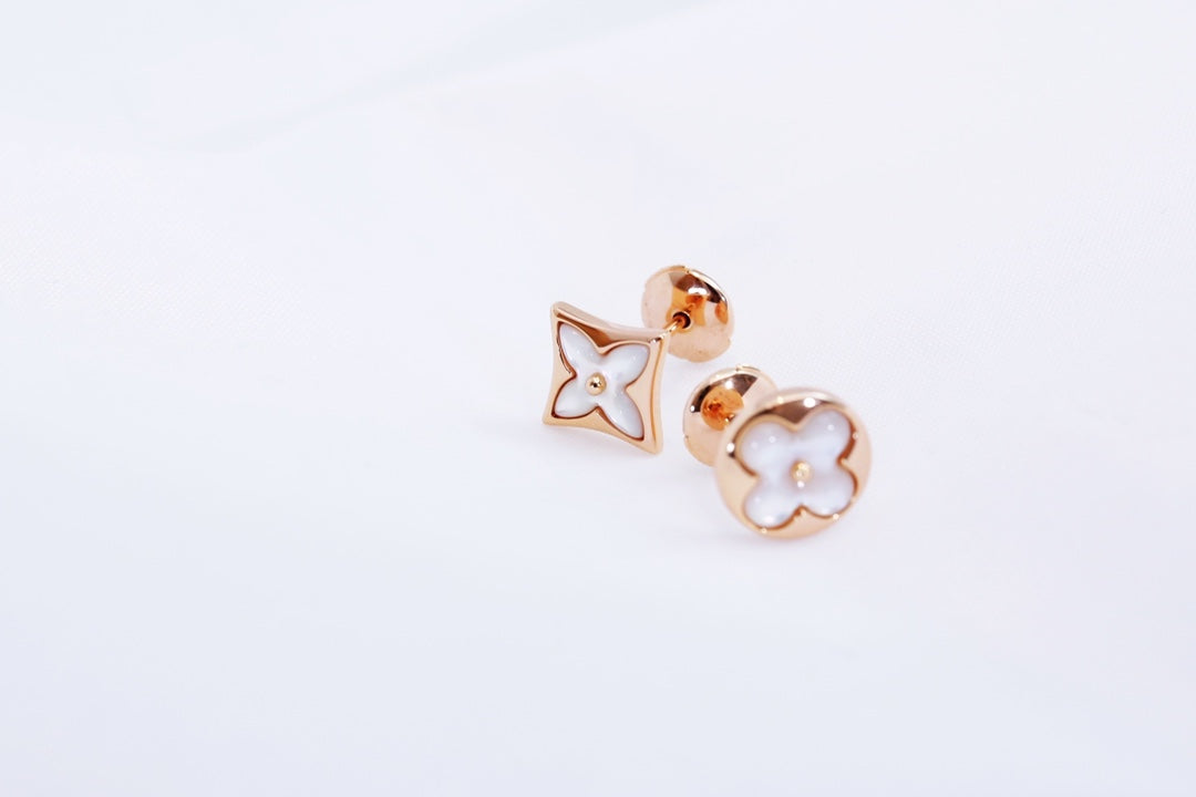 [Auream]STAR AND SUN PINK GOLD MOP STUD EARRINGS