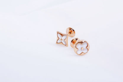 [Auream]STAR AND SUN PINK GOLD MOP STUD EARRINGS