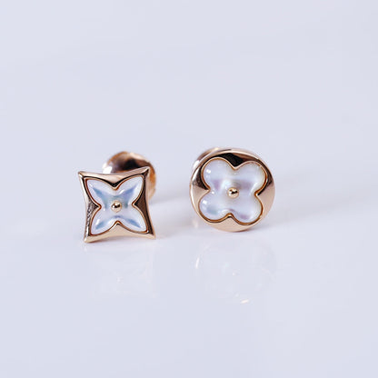 [Auream]STAR AND SUN PINK GOLD MOP STUD EARRINGS