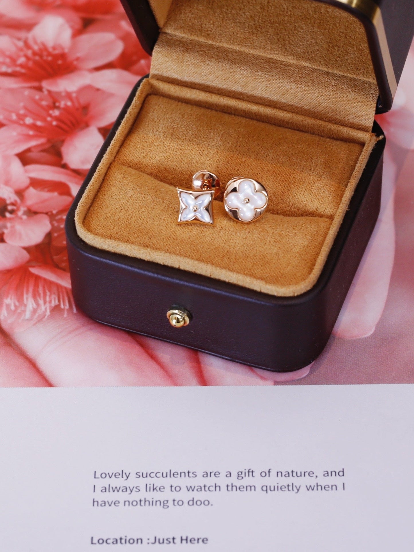 [Auream]STAR AND SUN PINK GOLD MOP STUD EARRINGS