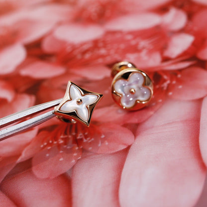 [Auream]STAR AND SUN PINK GOLD MOP STUD EARRINGS