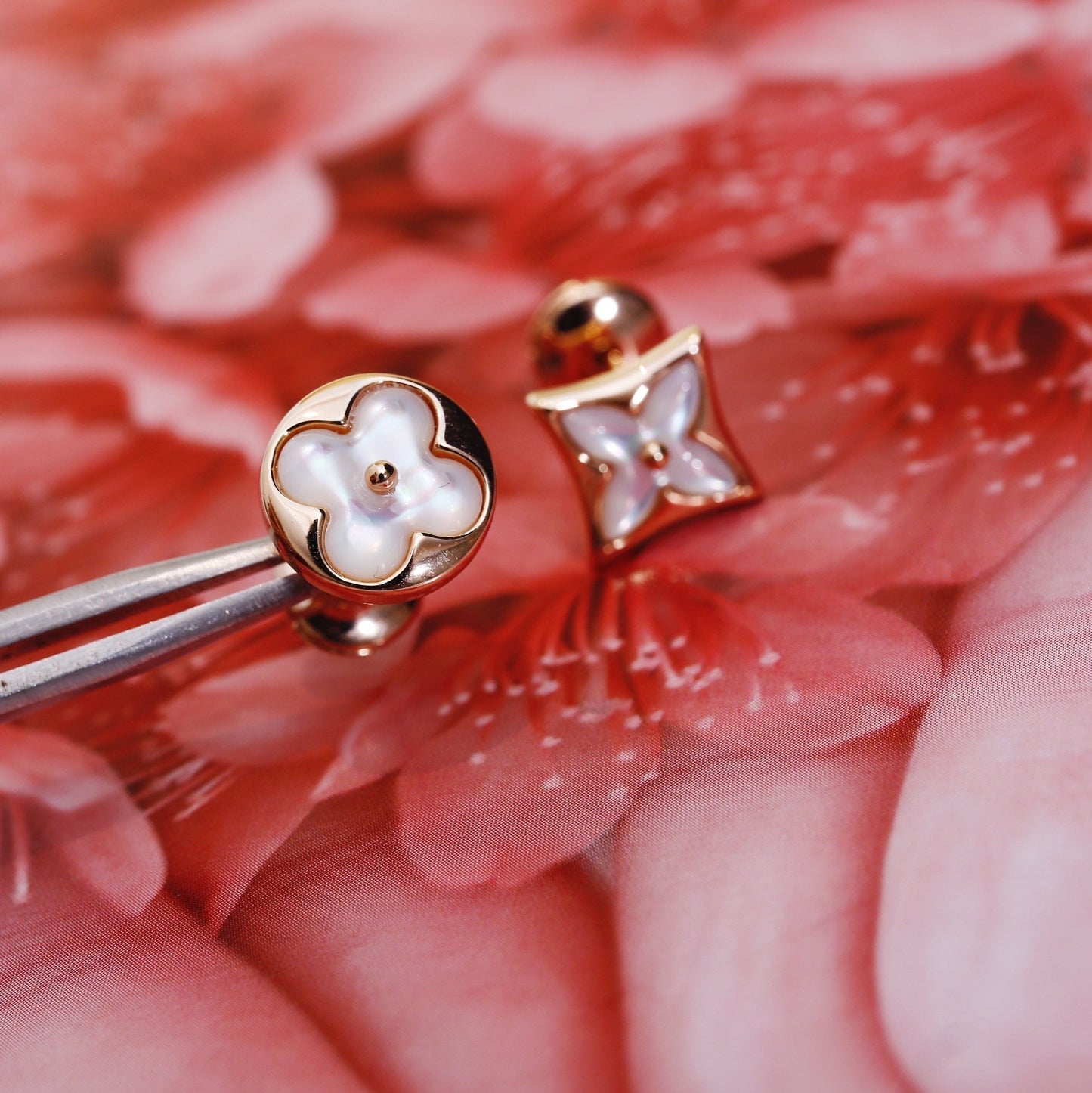 [Auream]STAR AND SUN PINK GOLD MOP STUD EARRINGS