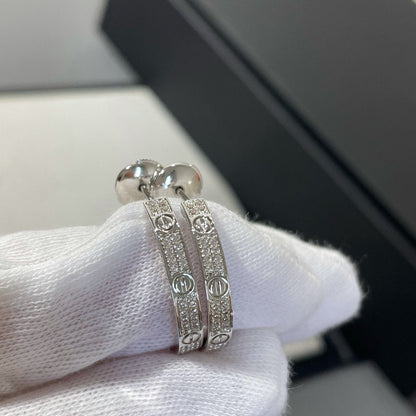 [Auream]LOVE DIAMOND SILVER HOOP EARRINGS