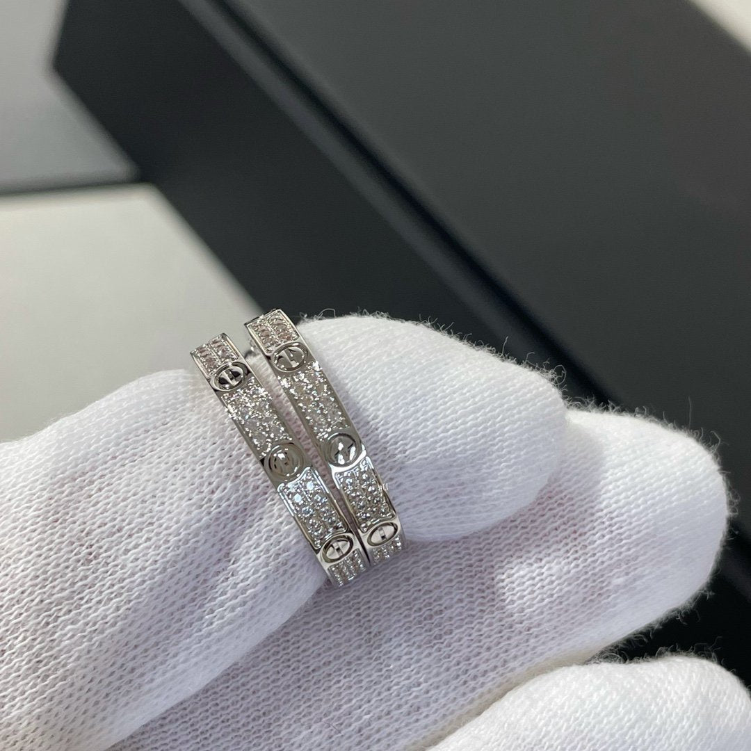 [Auream]LOVE DIAMOND SILVER HOOP EARRINGS
