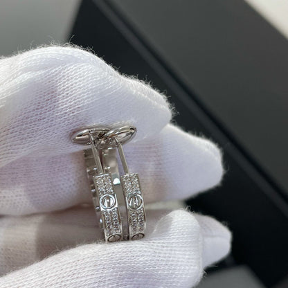 [Auream]LOVE DIAMOND SILVER HOOP EARRINGS