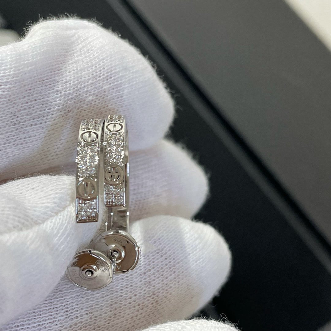 [Auream]LOVE DIAMOND SILVER HOOP EARRINGS