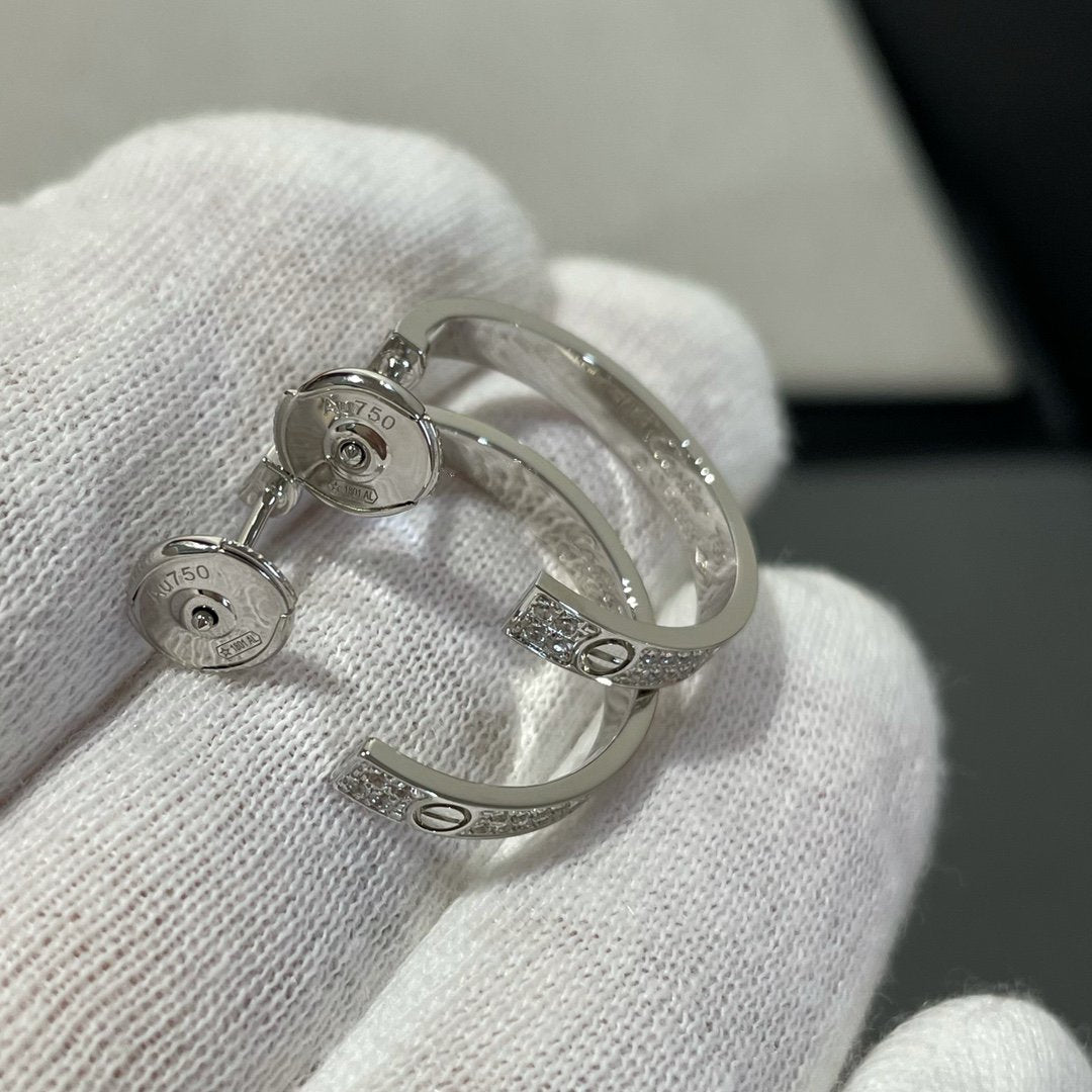 [Auream]LOVE DIAMOND SILVER HOOP EARRINGS