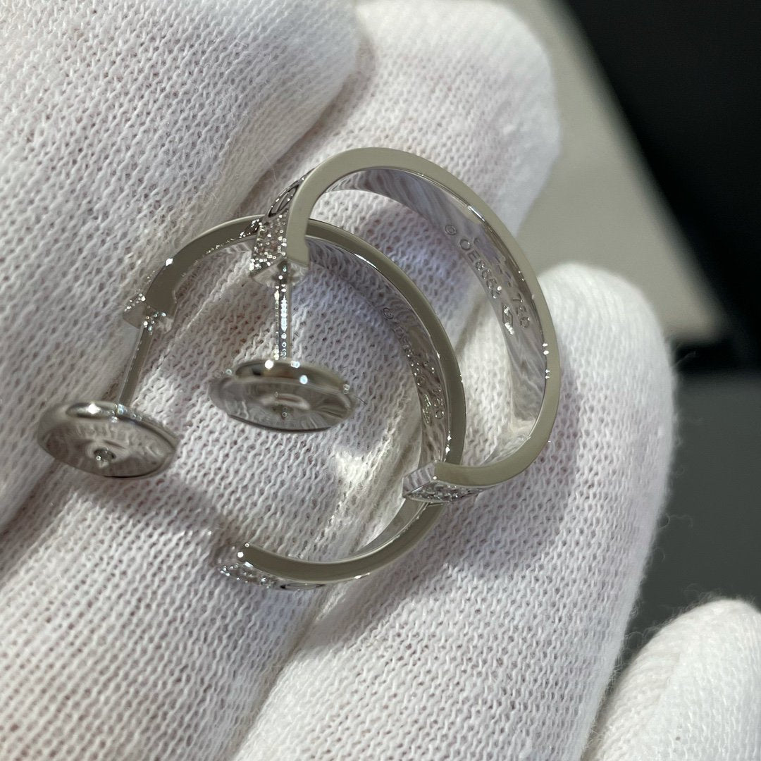 [Auream]LOVE DIAMOND SILVER HOOP EARRINGS