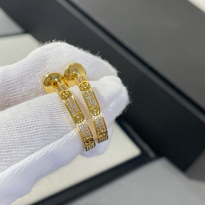 [Auream]LOVE DIAMOND GOLD HOOP EARRINGS