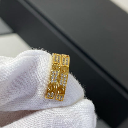 [Auream]LOVE DIAMOND GOLD HOOP EARRINGS