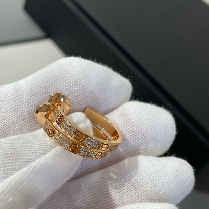 [Auream]LOVE DIAMOND PINK GOLD HOOP EARRINGS