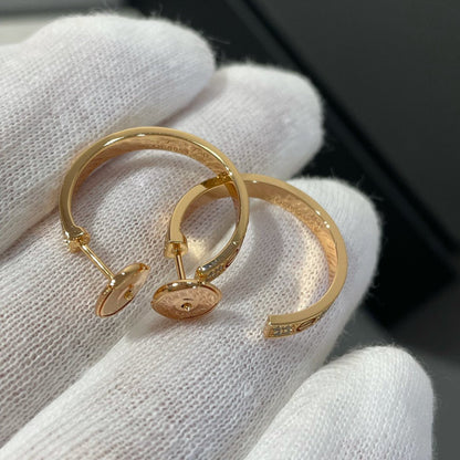 [Auream]LOVE DIAMOND PINK GOLD HOOP EARRINGS