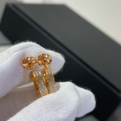 [Auream]LOVE DIAMOND PINK GOLD HOOP EARRINGS