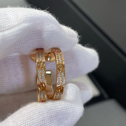 [Auream]LOVE DIAMOND PINK GOLD HOOP EARRINGS