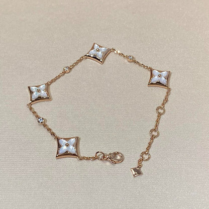 [Auream]STAR 4 MOTIF MOP DIAMOND PINK GOLD BRACELET