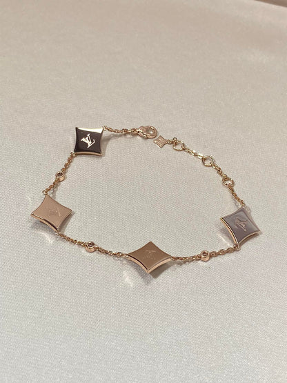 [Auream]STAR 4 MOTIF MOP DIAMOND PINK GOLD BRACELET