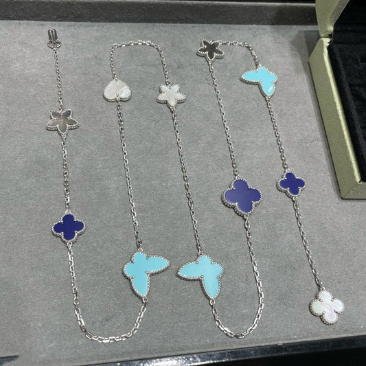 [Auream]LUCKY CLOVER SILVER 11 MOTIF NECKLACE