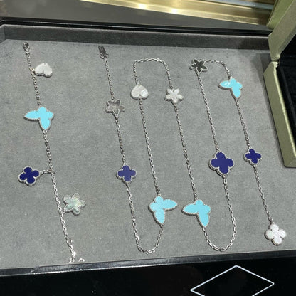 [Auream]LUCKY CLOVER SILVER 11 MOTIF NECKLACE