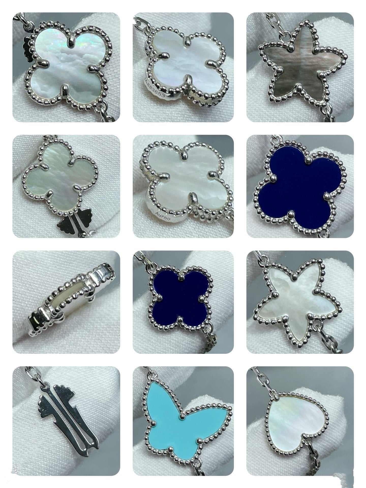 [Auream]LUCKY CLOVER SILVER 11 MOTIF NECKLACE