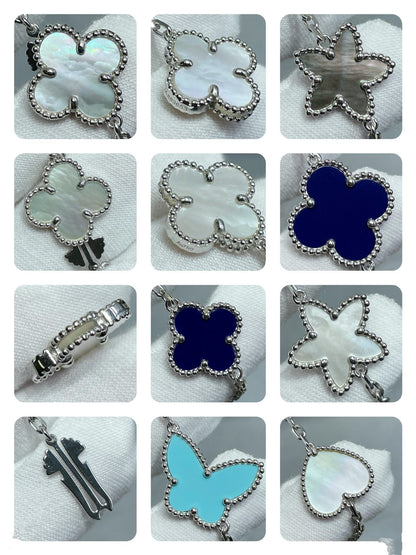 [Auream]LUCKY CLOVER SILVER 11 MOTIF NECKLACE