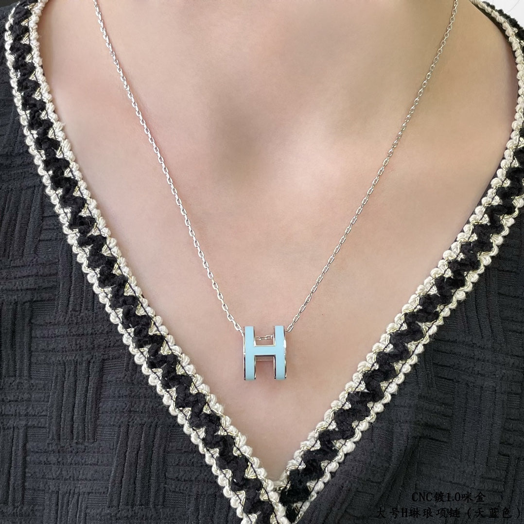 [Auream]POP H SKY BLUE NECKLACE