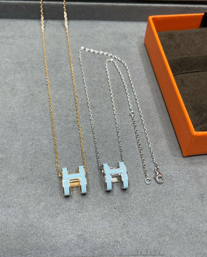 [Auream]POP H SKY BLUE NECKLACE