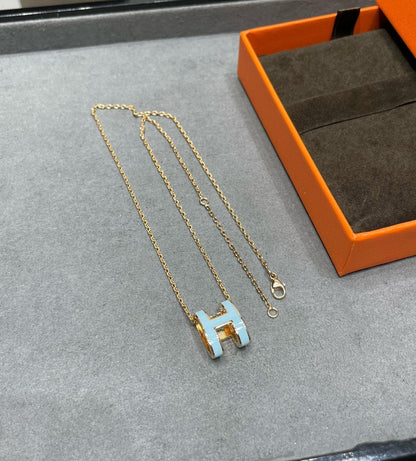 [Auream]POP H SKY BLUE NECKLACE