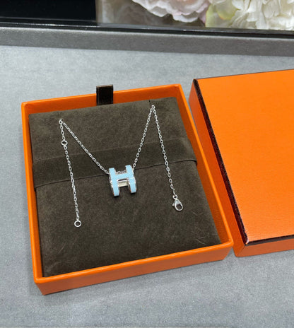 [Auream]POP H SKY BLUE NECKLACE