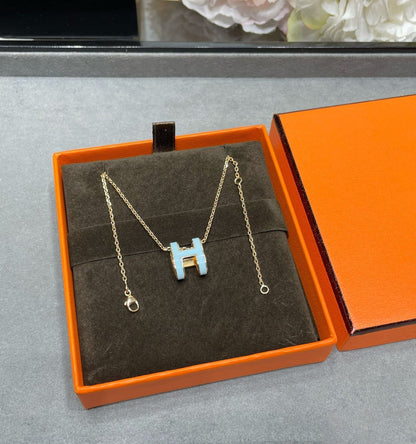 [Auream]POP H SKY BLUE NECKLACE