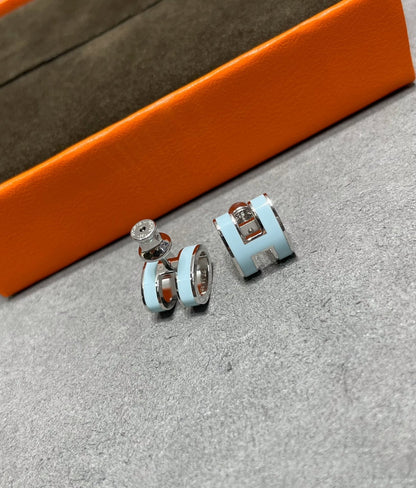 [Auream]POP H SKY BLUE STUD EARRINGS