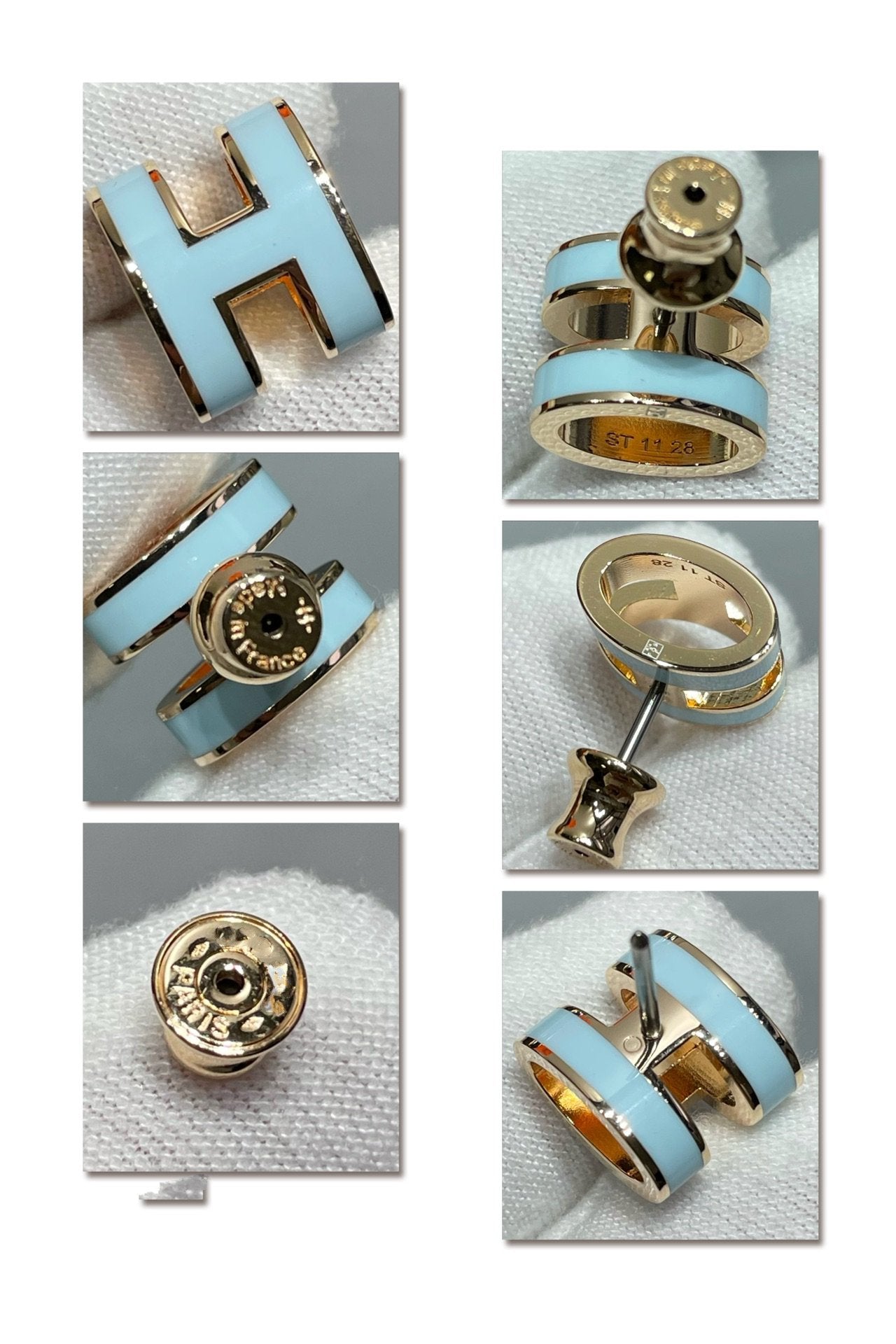 [Auream]POP H SKY BLUE STUD EARRINGS
