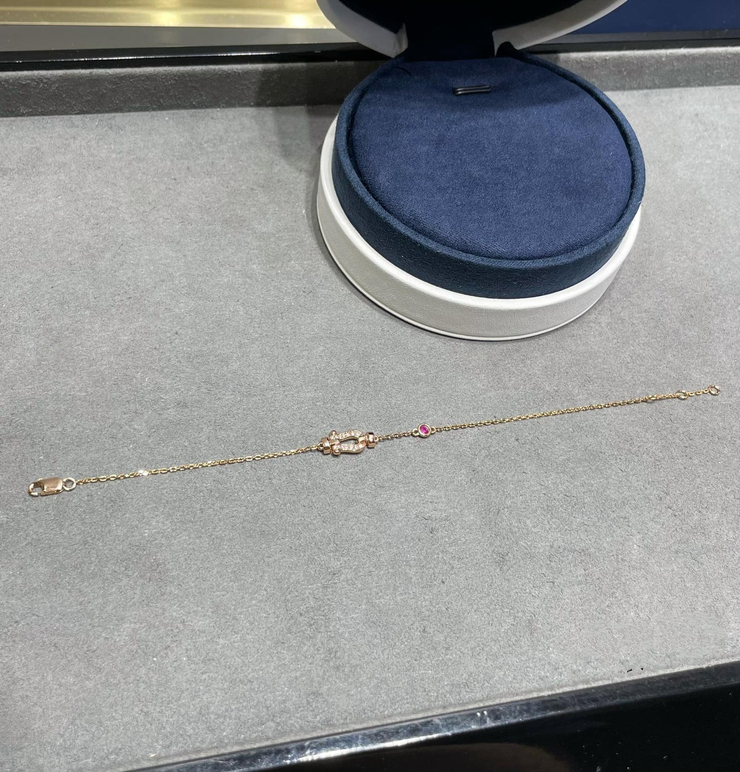 [Auream]FORCE 10 DIAMOND CHAIN LINK PINK GOLD BRACELET