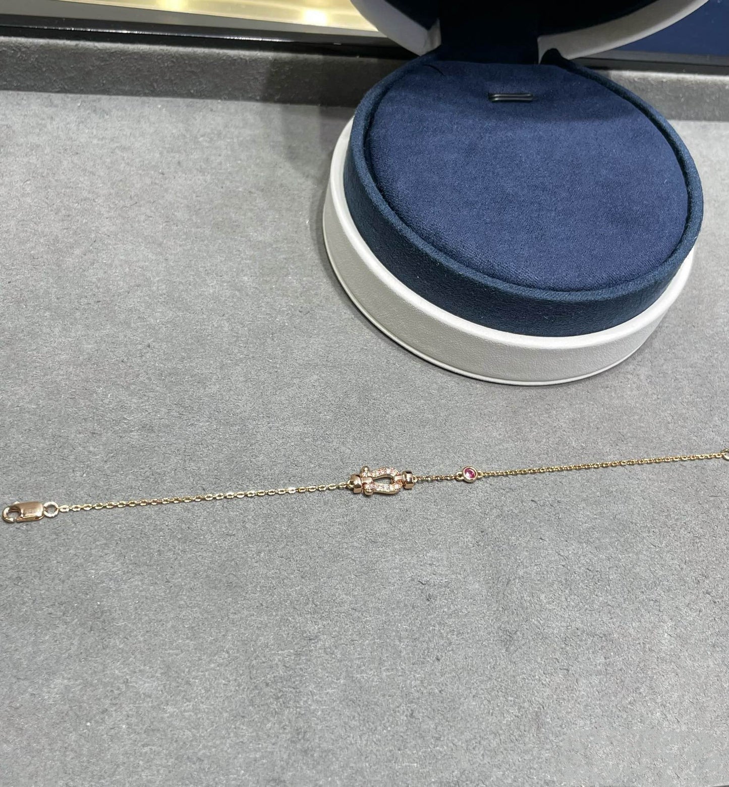 [Auream]FORCE 10 DIAMOND CHAIN LINK PINK GOLD BRACELET