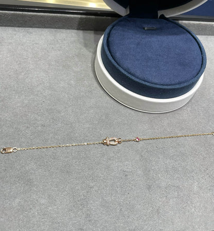 [Auream]FORCE 10 DIAMOND CHAIN LINK PINK GOLD BRACELET