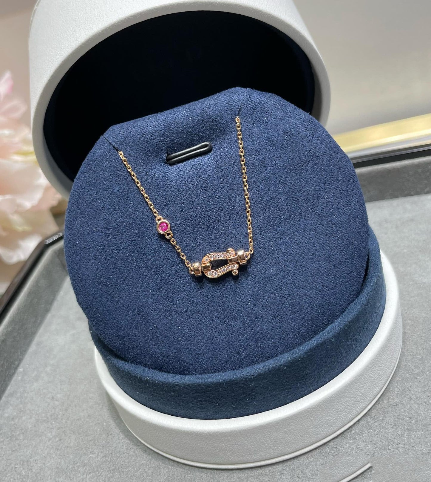 [Auream]FORCE 10 DIAMOND CHAIN LINK PINK GOLD BRACELET