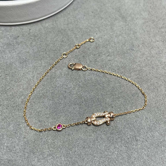 [Auream]FORCE 10 DIAMOND CHAIN LINK PINK GOLD BRACELET