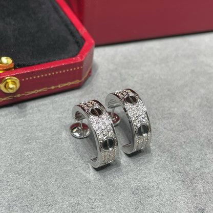 [Auream]LOVE CERAMIC DIAMOND PAVED SILVER EARRINGS