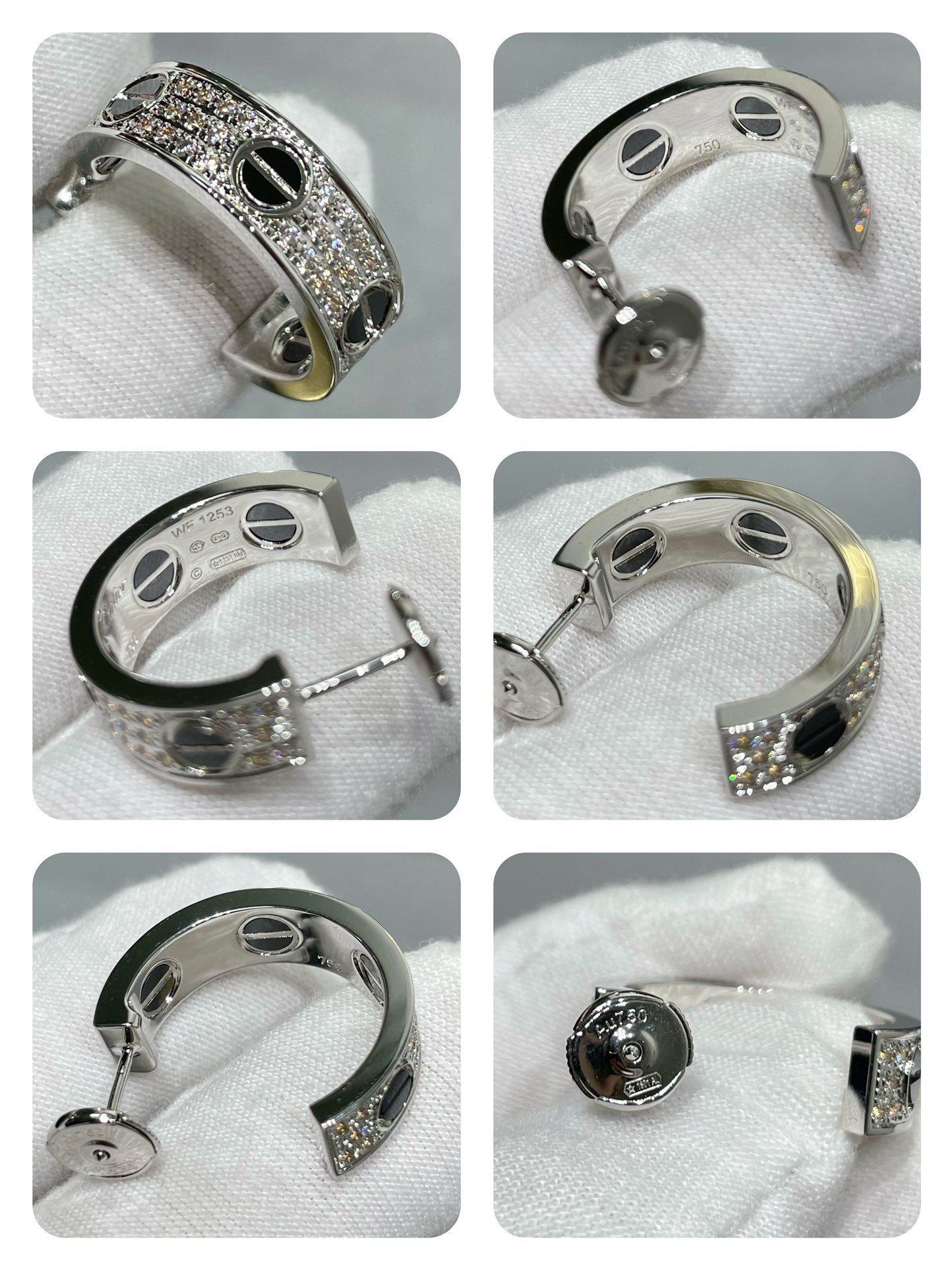 [Auream]LOVE CERAMIC DIAMOND PAVED SILVER EARRINGS